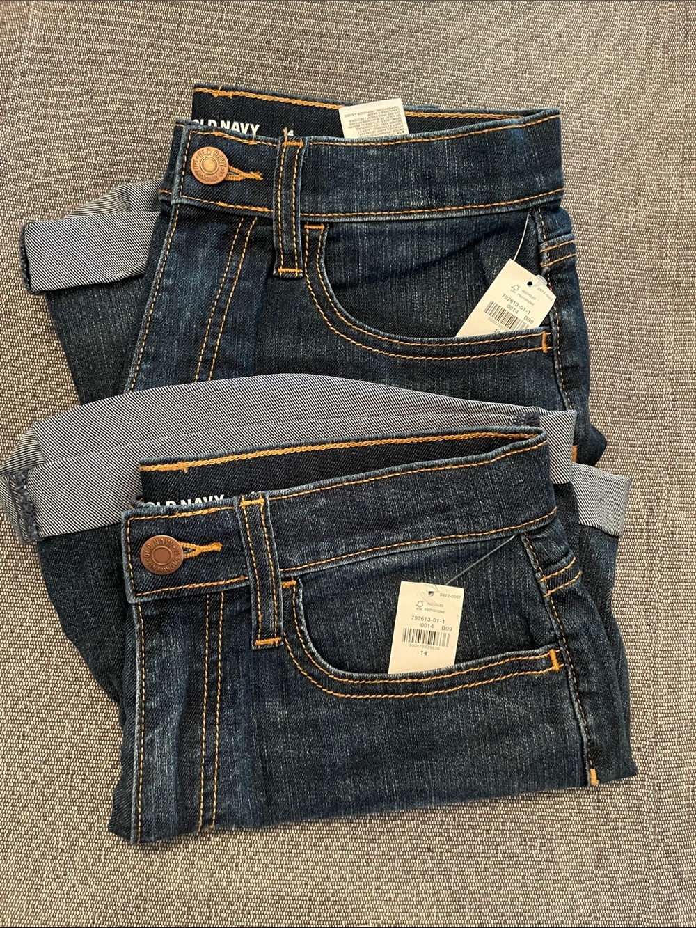 Bundle of 2 Girls adjustable High-Waisted Cut-Off / Roll Cuffed Jean Shorts